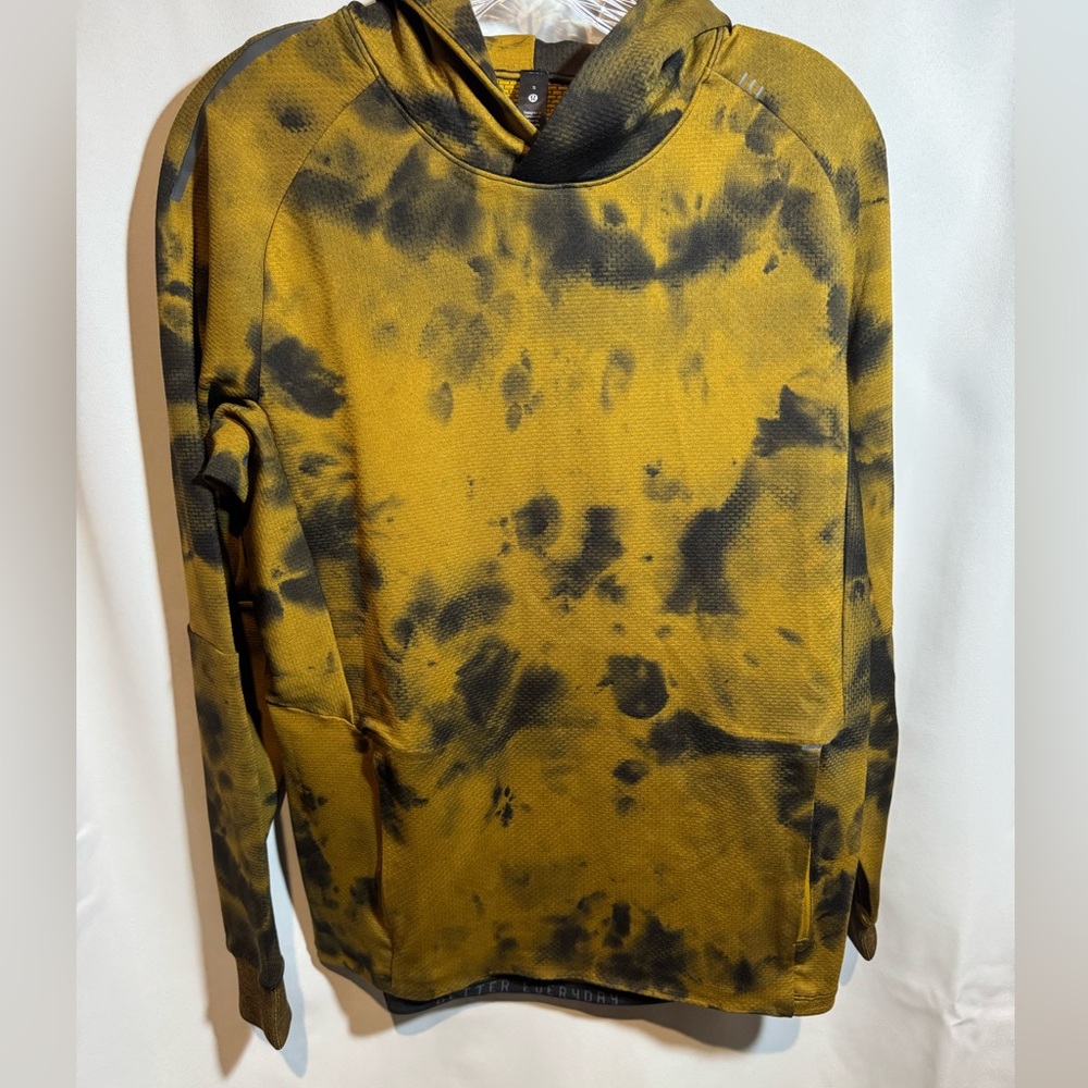 Lululemon Textured Tech Hoodie, Diamond Dye Gold Spice Black Mens Size Small
